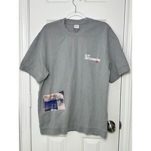 Bershka Patchwork Heavyweight Tshirt Light Blue Men's‎ Size XL Casual Streetwear